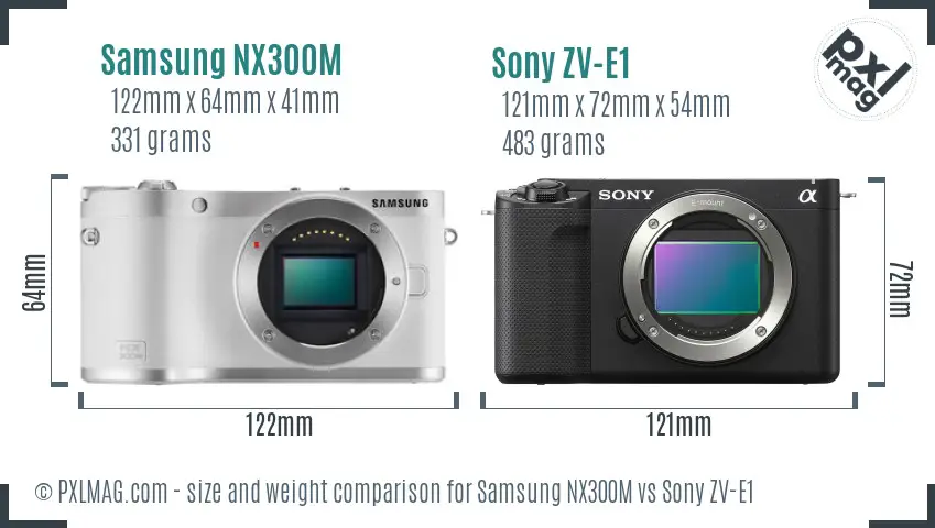 Samsung NX300M vs Sony ZV-E1 size comparison