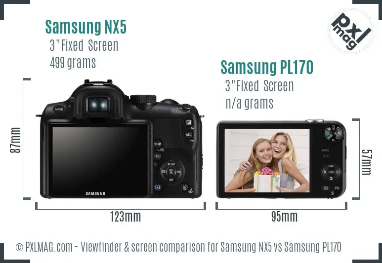 Samsung NX5 vs Samsung PL170 Screen and Viewfinder comparison