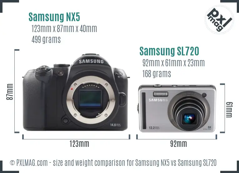 Samsung NX5 vs Samsung SL720 size comparison