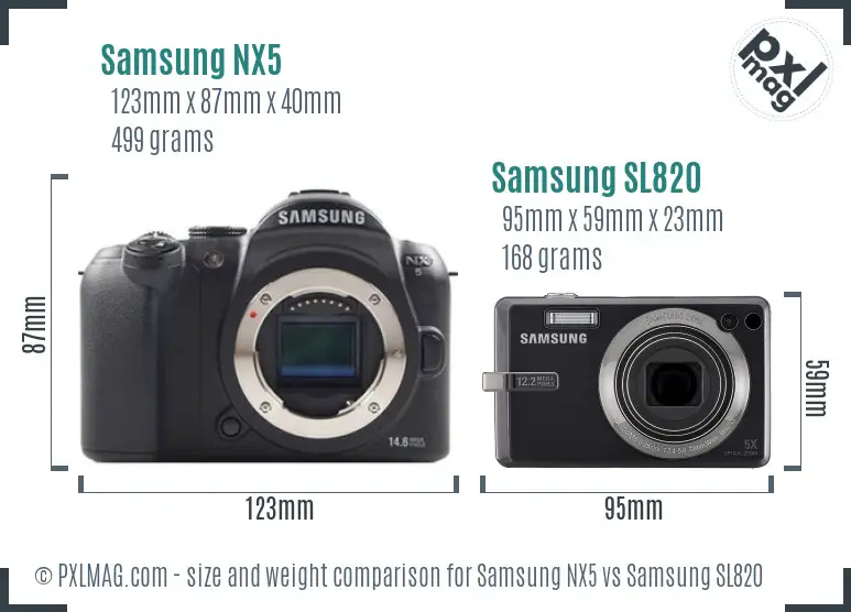 Samsung NX5 vs Samsung SL820 size comparison