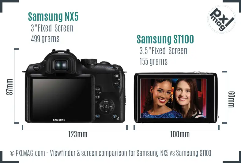 Samsung NX5 vs Samsung ST100 Screen and Viewfinder comparison