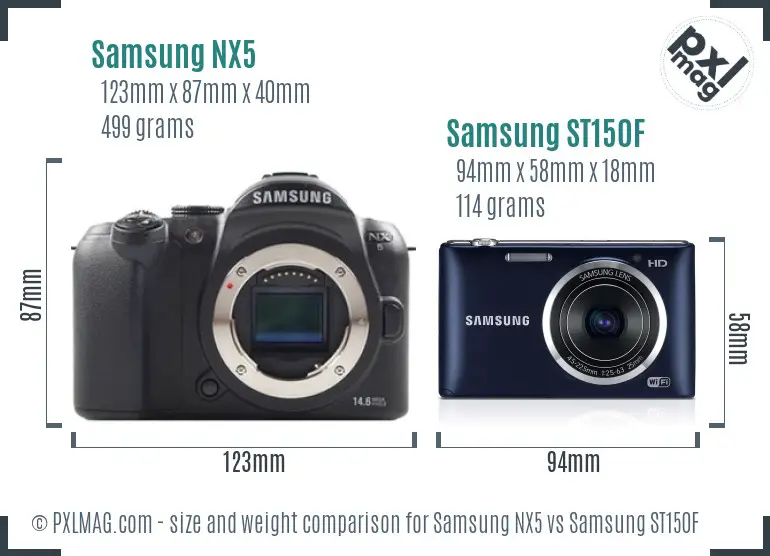 Samsung NX5 vs Samsung ST150F size comparison