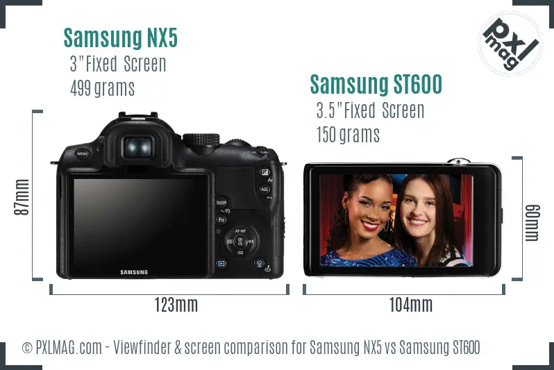 Samsung NX5 vs Samsung ST600 Screen and Viewfinder comparison