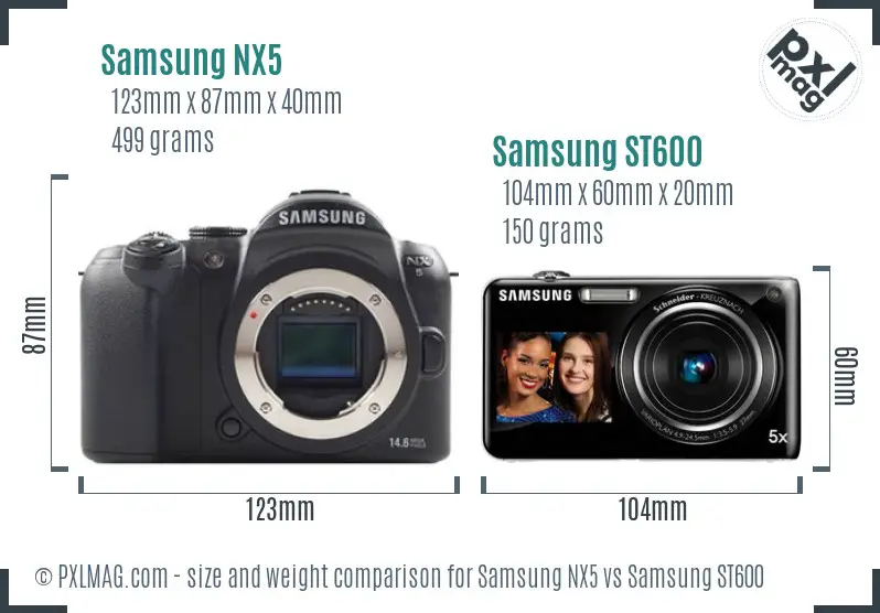 Samsung NX5 vs Samsung ST600 size comparison