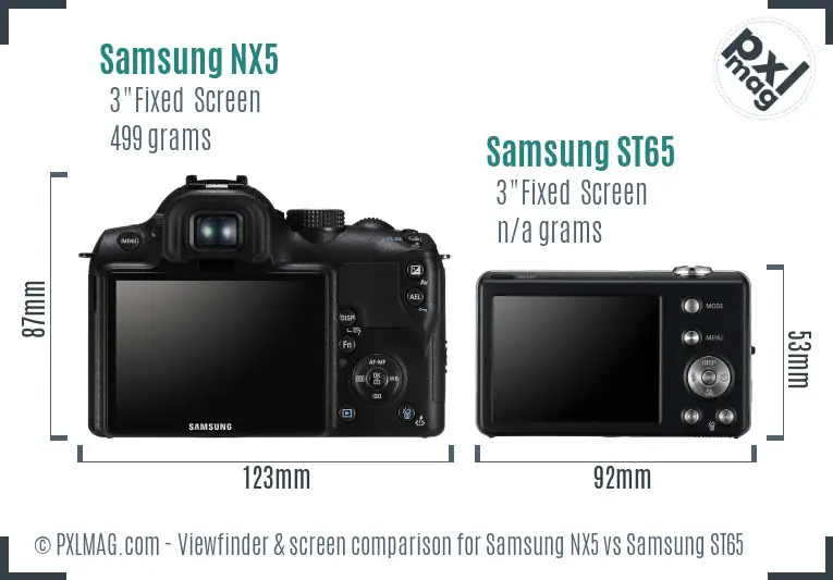 Samsung NX5 vs Samsung ST65 Screen and Viewfinder comparison