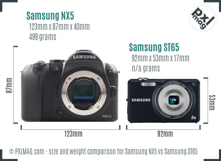 Samsung NX5 vs Samsung ST65 size comparison