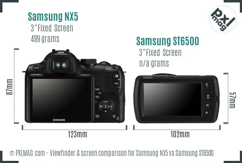 Samsung NX5 vs Samsung ST6500 Screen and Viewfinder comparison
