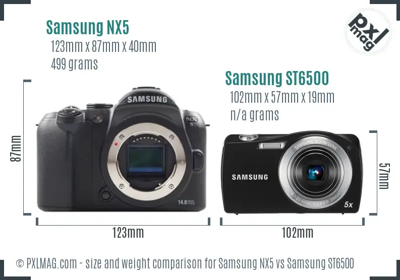 Samsung NX5 vs Samsung ST6500 size comparison