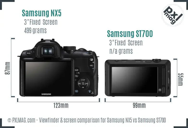 Samsung NX5 vs Samsung ST700 Screen and Viewfinder comparison Samsung NX5 vs Samsung ST700 Screen and Viewfinder comparison