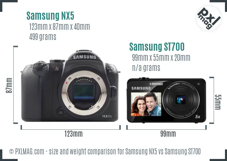 Samsung NX5 vs Samsung ST700 size comparison Samsung NX5 vs Samsung ST700 size comparison