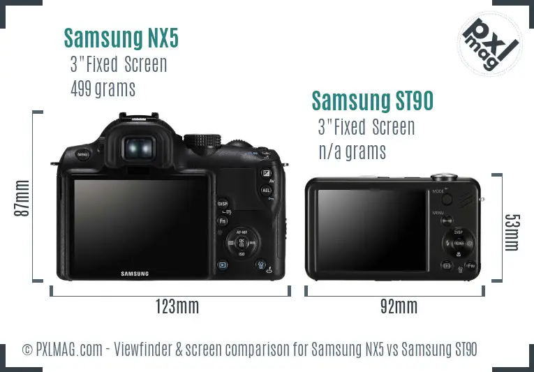 Samsung NX5 vs Samsung ST90 Screen and Viewfinder comparison