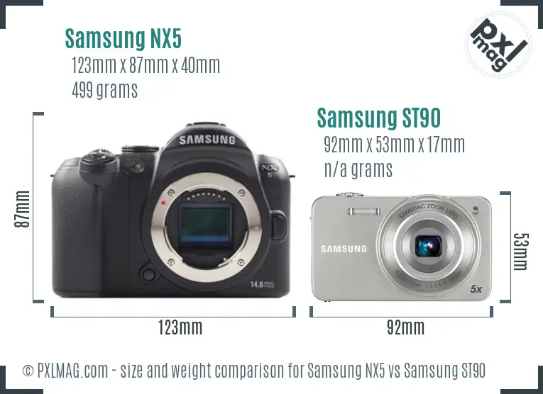 Samsung NX5 vs Samsung ST90 size comparison