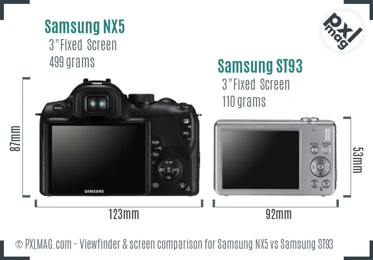 Samsung NX5 vs Samsung ST93 Screen and Viewfinder comparison