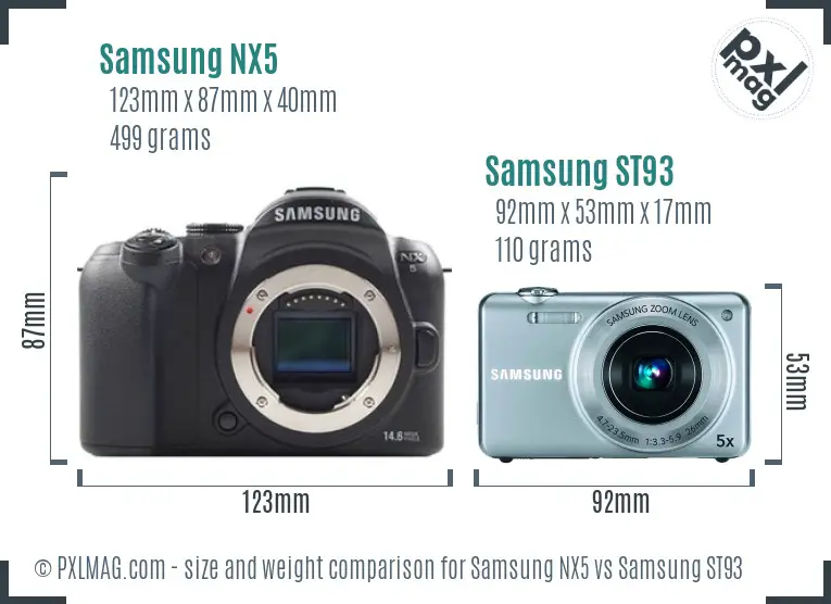 Samsung NX5 vs Samsung ST93 size comparison