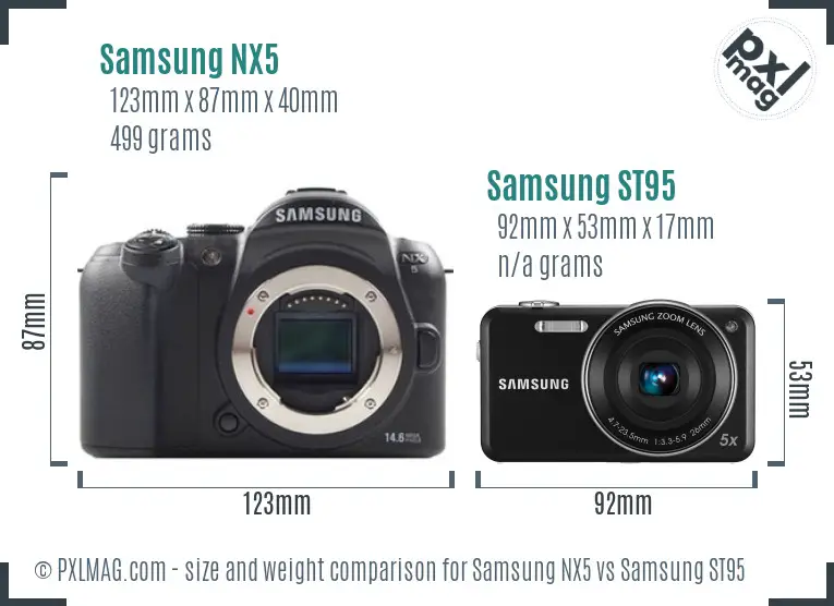 Samsung NX5 vs Samsung ST95 size comparison