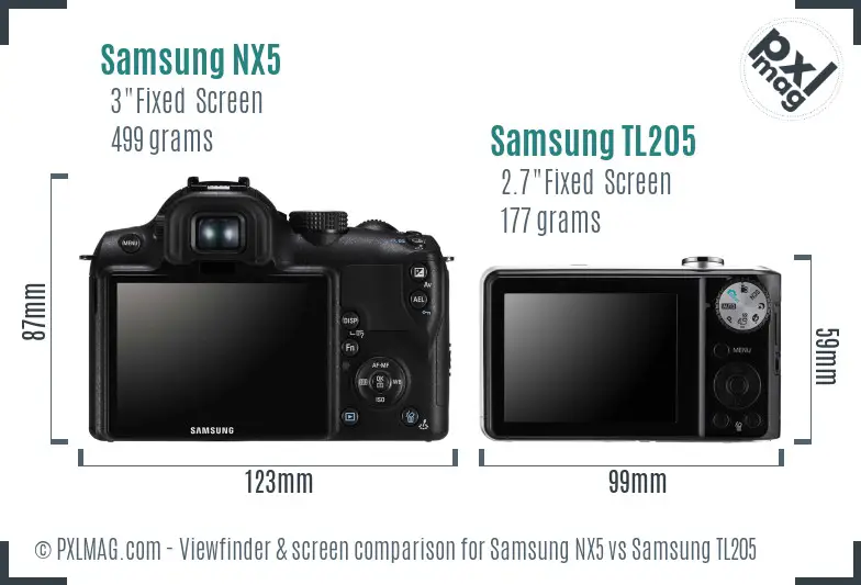 Samsung NX5 vs Samsung TL205 Screen and Viewfinder comparison