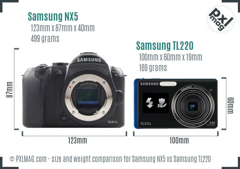 Samsung NX5 vs Samsung TL220 size comparison