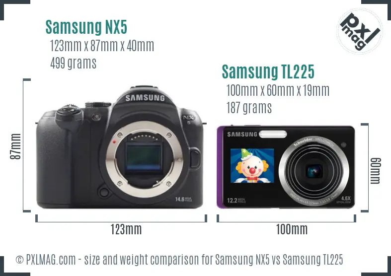 Samsung NX5 vs Samsung TL225 size comparison Samsung NX5 vs Samsung TL225 size comparison