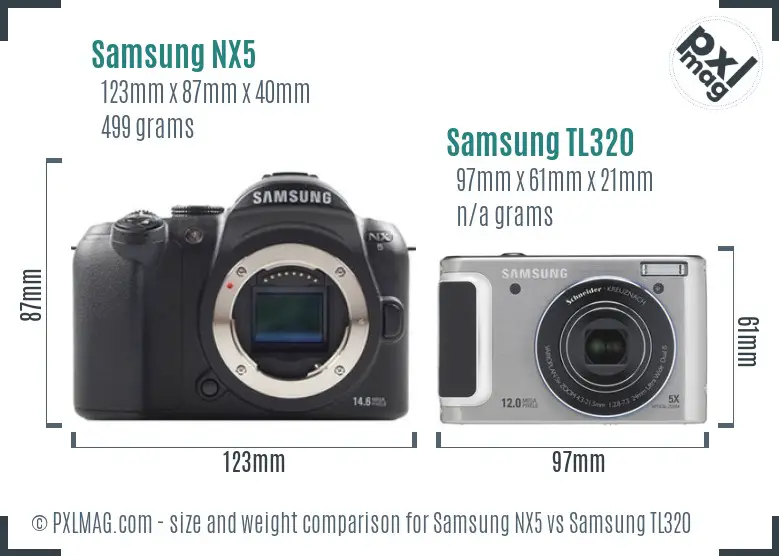 Samsung NX5 vs Samsung TL320 size comparison