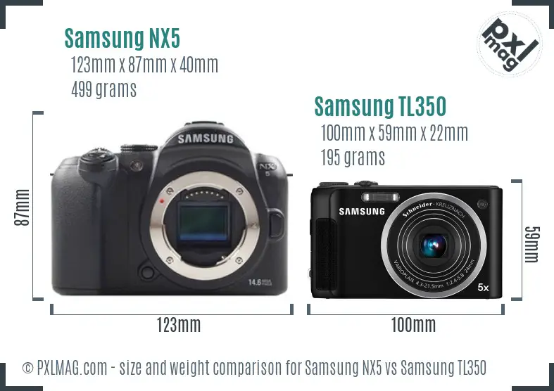 Samsung NX5 vs Samsung TL350 size comparison