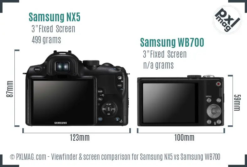 Samsung NX5 vs Samsung WB700 Screen and Viewfinder comparison