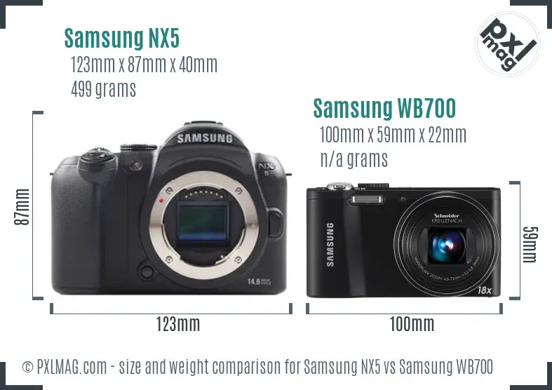 Samsung NX5 vs Samsung WB700 size comparison