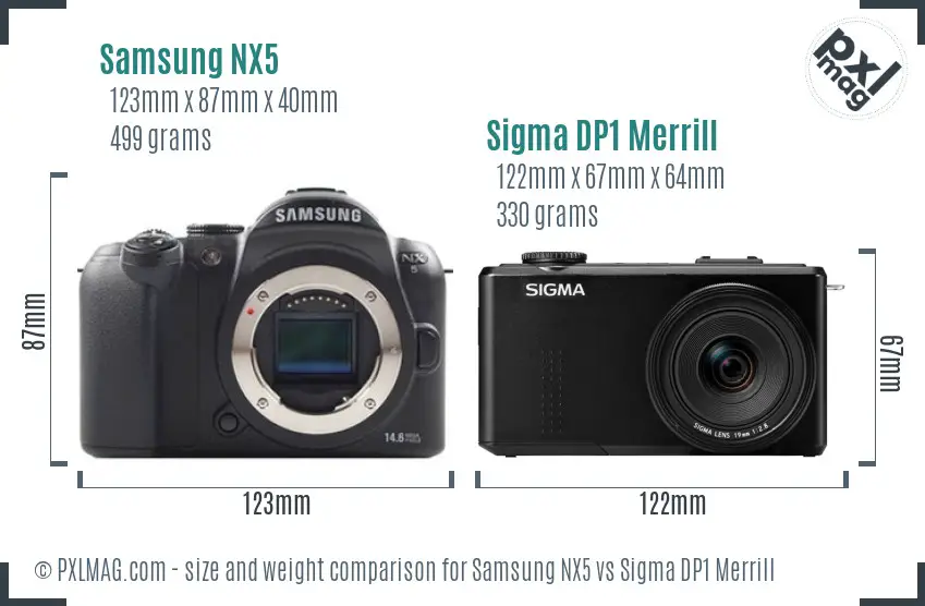 Samsung NX5 vs Sigma DP1 Merrill size comparison