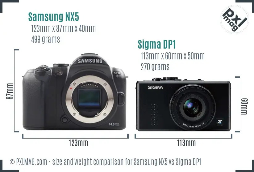 Samsung NX5 vs Sigma DP1 size comparison