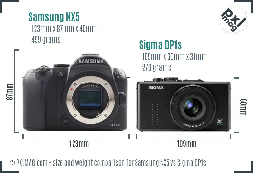 Samsung NX5 vs Sigma DP1s size comparison