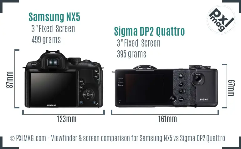 Samsung NX5 vs Sigma DP2 Quattro Screen and Viewfinder comparison