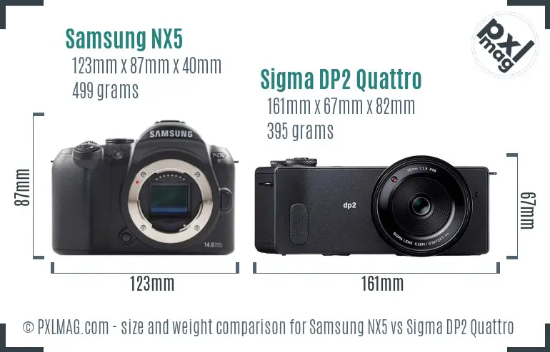 Samsung NX5 vs Sigma DP2 Quattro size comparison