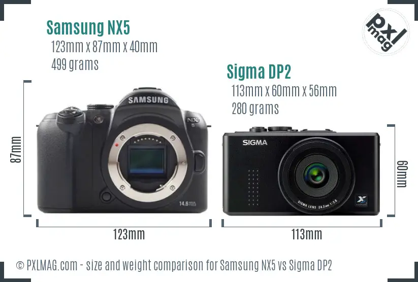 Samsung NX5 vs Sigma DP2 size comparison