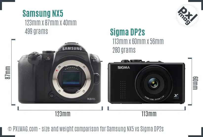 Samsung NX5 vs Sigma DP2s size comparison