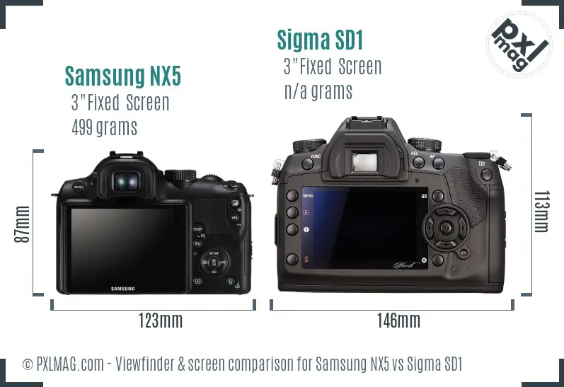 Samsung NX5 vs Sigma SD1 Screen and Viewfinder comparison