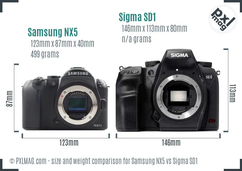 Samsung NX5 vs Sigma SD1 size comparison