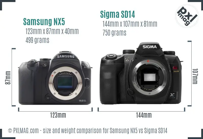 Samsung NX5 vs Sigma SD14 size comparison