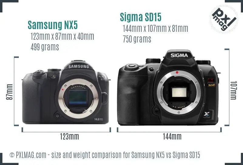 Samsung NX5 vs Sigma SD15 size comparison