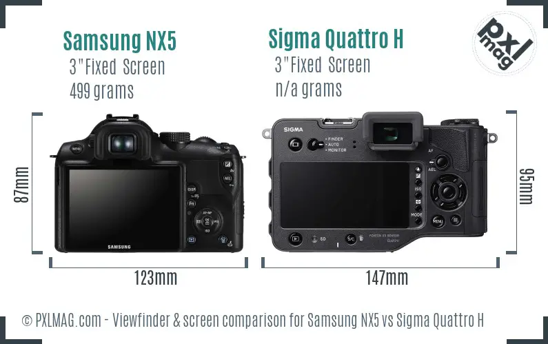 Samsung NX5 vs Sigma Quattro H Screen and Viewfinder comparison