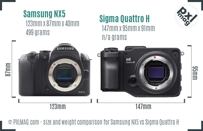 Samsung NX5 vs Sigma Quattro H size comparison