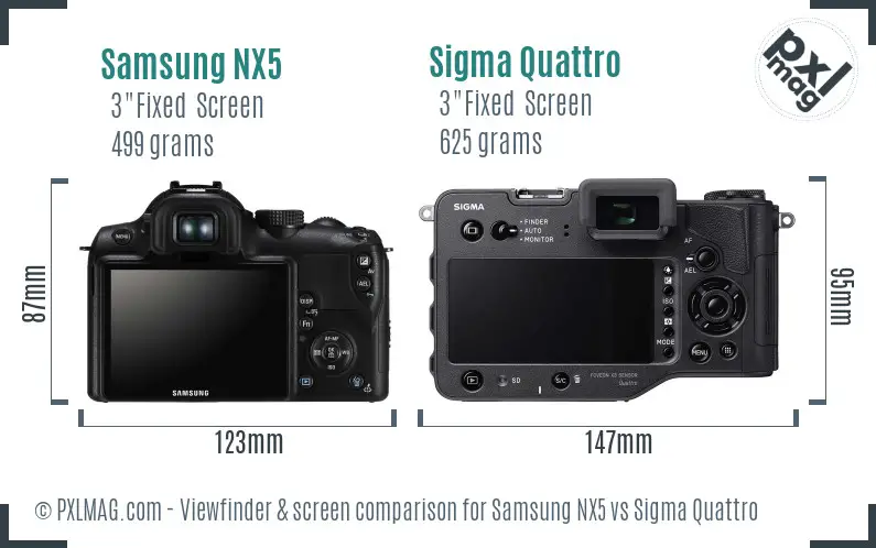 Samsung NX5 vs Sigma Quattro Screen and Viewfinder comparison