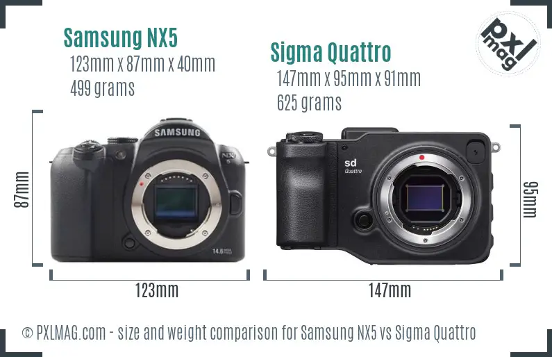 Samsung NX5 vs Sigma Quattro size comparison
