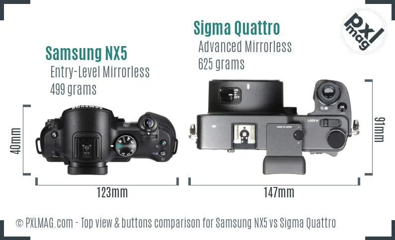 Samsung NX5 vs Sigma Quattro top view buttons comparison