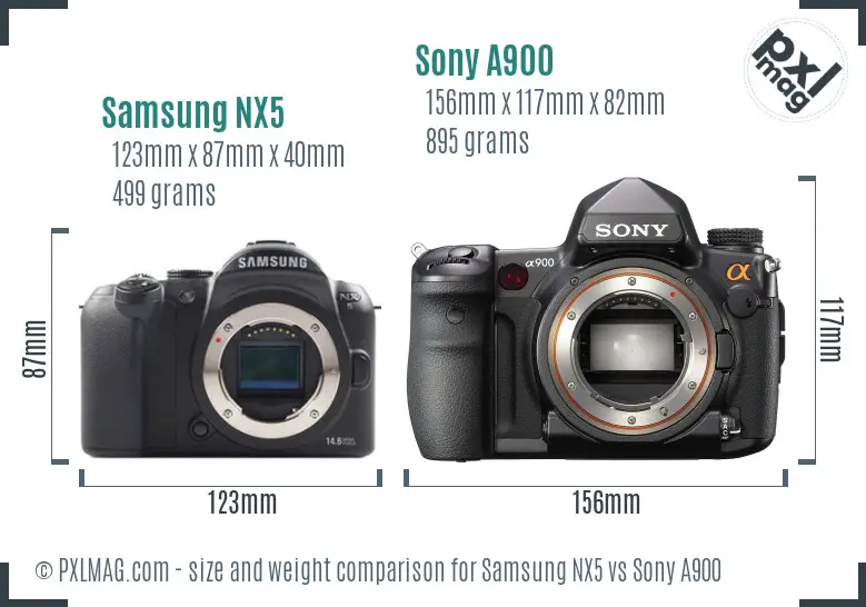 Samsung NX5 vs Sony A900 size comparison