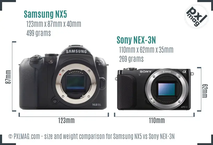 Samsung NX5 vs Sony NEX-3N size comparison
