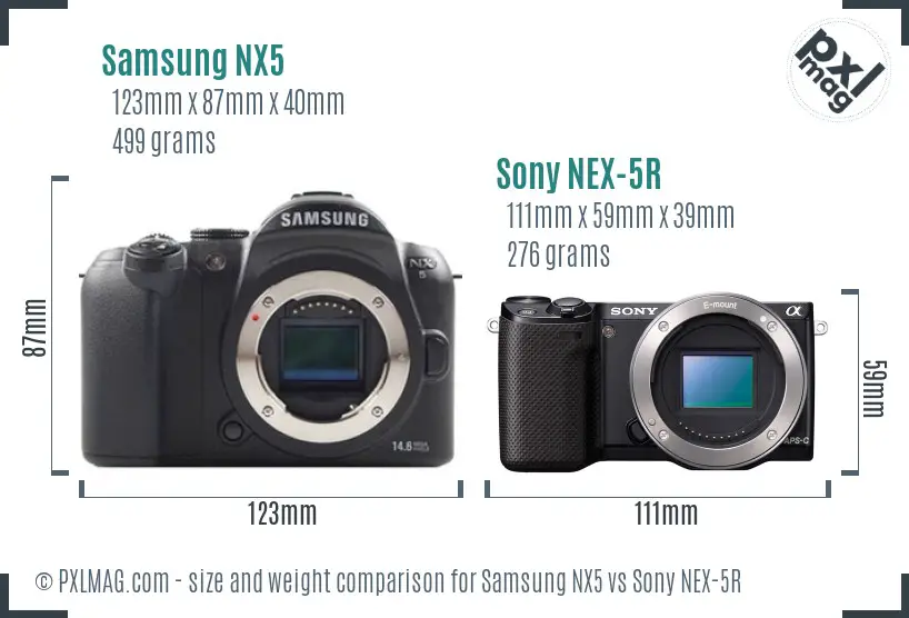 Samsung NX5 vs Sony NEX-5R size comparison