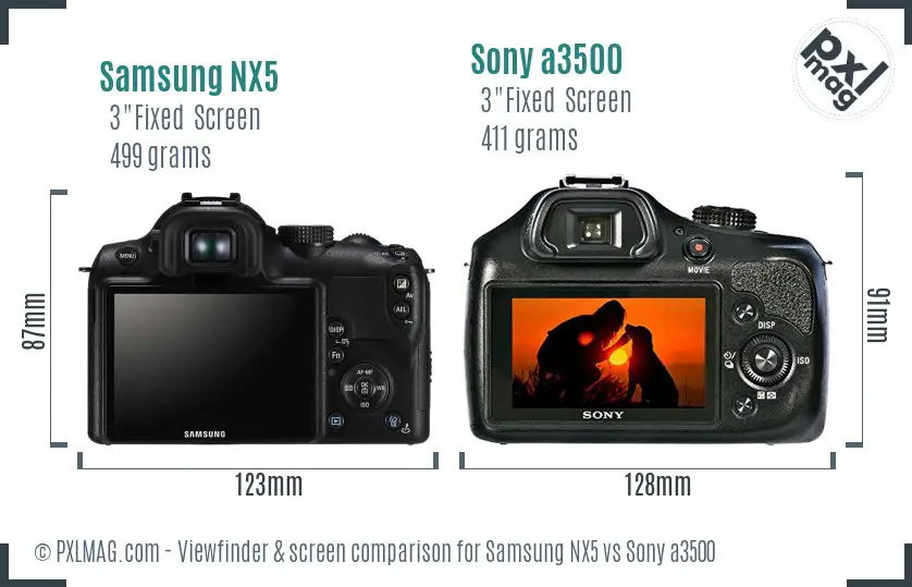 Samsung NX5 vs Sony a3500 Screen and Viewfinder comparison