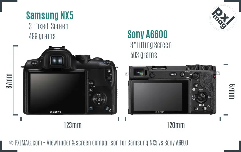 Samsung NX5 vs Sony A6600 Screen and Viewfinder comparison