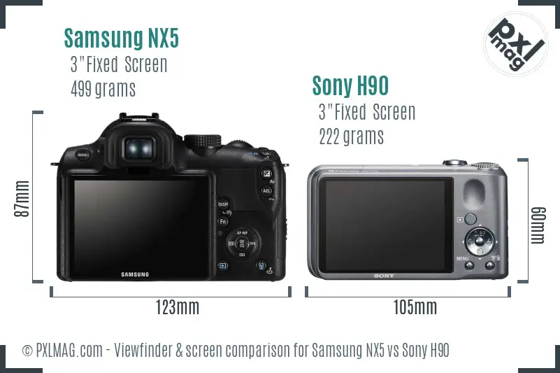 Samsung NX5 vs Sony H90 Screen and Viewfinder comparison Samsung NX5 vs Sony H90 Screen and Viewfinder comparison