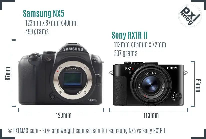 Samsung NX5 vs Sony RX1R II size comparison