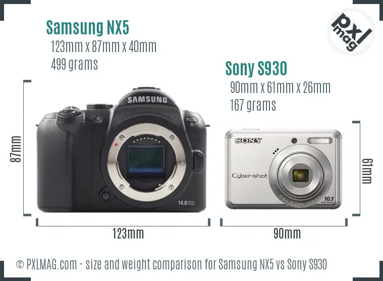 Samsung NX5 vs Sony S930 size comparison